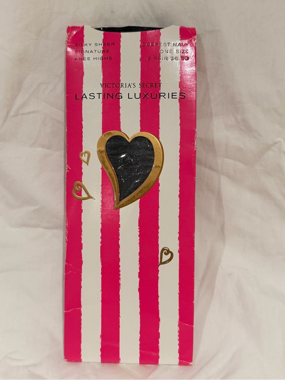 Victoria's Secret Pink and White Striped Hosiery Packaging